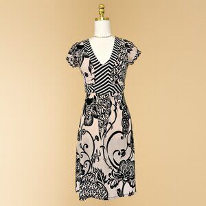 Charlotte Russe Black and Beige Midi Floral Dress